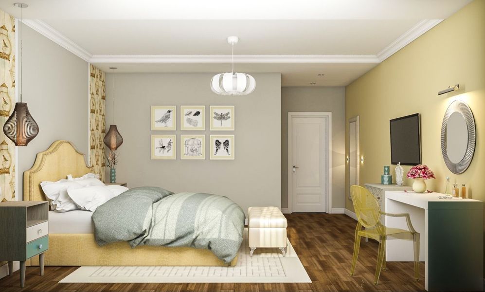 Спальня 16 кв м дизайн с гардеробной фото