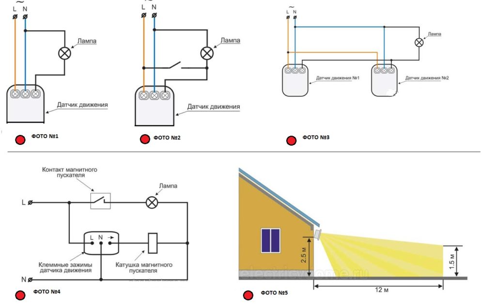 Схема подсоединения датчика движения