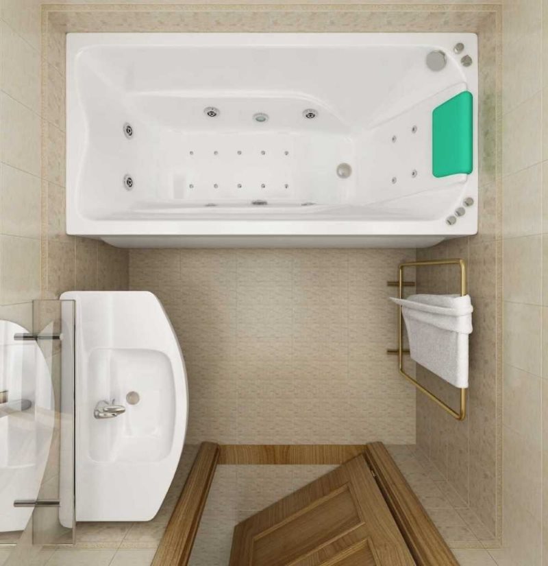 Дизайн ванной комнаты с бежевой плиткой