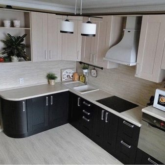 Варианты дизайна углового кухонного гарнитура для кухни размером 9 кв. м 