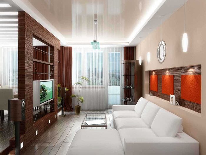 идея оригинального дизайна гостиной комнаты 17 кв.метров